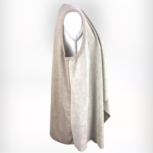 NWOT Calvin Klein Faux Suede CREAM Sweater Vest Sleeveless Drape Open Front SZ L - Picture 3 of 11